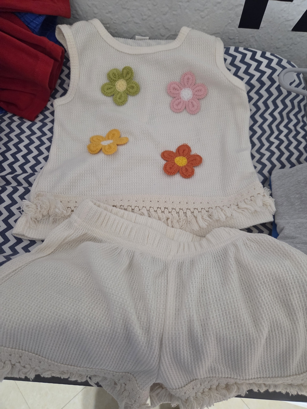 Cream Crochet Flower Tank & Shorts Set